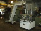 Used Omega Design Bulk Bottle Unscrambler, Model 4D-RP2-18. Capable of speeds over 250 BPM. Has exterior bottle air cleaner, bulk bottle elevator. 1/60/120V.
