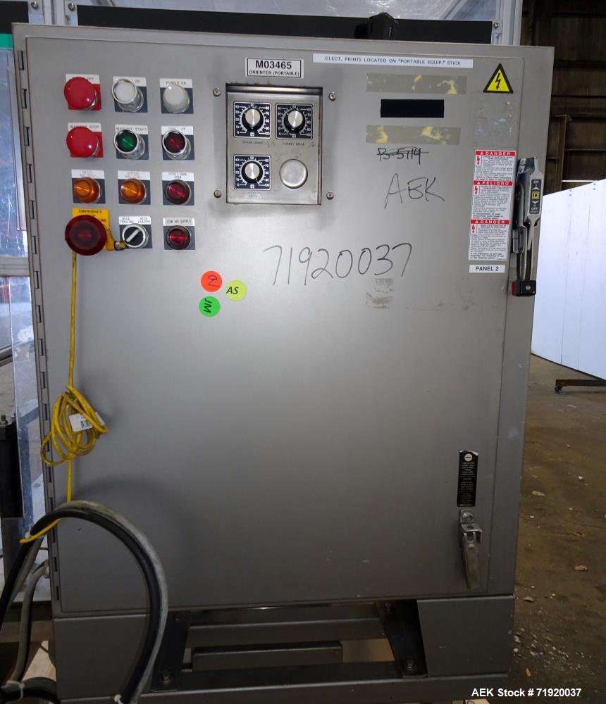 Used- Hoppmann rotary radial container orienter, Model "Orienter". Serial # 381450. 12-head unit, stainless steel constructi...