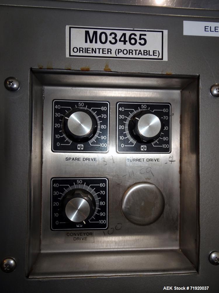 Used- Hoppmann rotary radial container orienter, Model "Orienter". Serial # 381450. 12-head unit, stainless steel constructi...