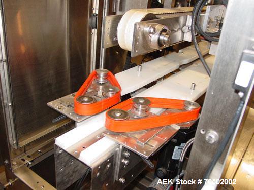 Used Pace Model BOA5000 Stainless Steel Bottle Orientator. With 20 foot long x 4 1/2 inch wide Delrin chain stainless steel frame conveyor, 2 inch wide x 36 inch rubber top hold down belt. 1/60/220. ...