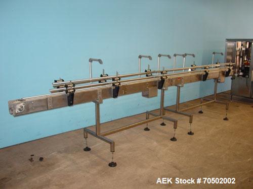 Used Pace Model BOA5000 Stainless Steel Bottle Orientator. With 20 foot long x 4 1/2 inch wide Delrin chain stainless steel frame conveyor, 2 inch wide x 36 inch rubber top hold down belt. 1/60/220. ...