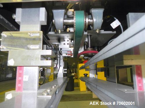 Used Palace Packing Model B3B-PO-A Inline Bottle Orienter. Machine is rated at speeds up to 300 bottles per minute. Does handle, neck, and panel orienting. Inline unit for installation over conveyors...