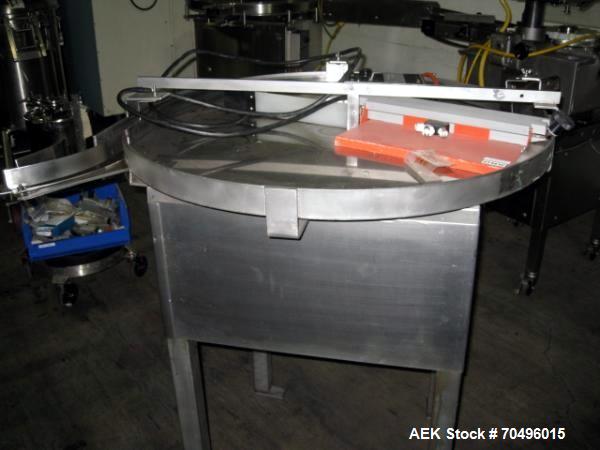 Used Accumulation Table, 36" Diameter Stainless Steel Construction.