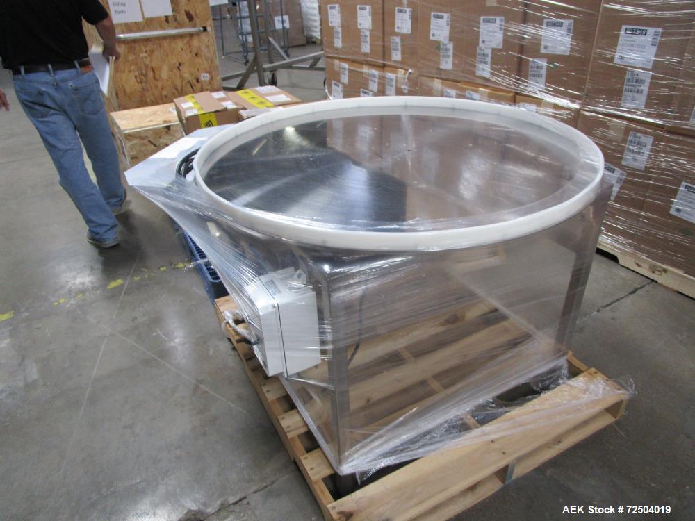 Used Approximately 42" Diam stainless steel accumulation table.
