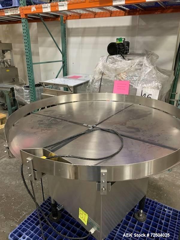 Used MJM 48" Diameter stainless steel Rotary Accumulation Table.