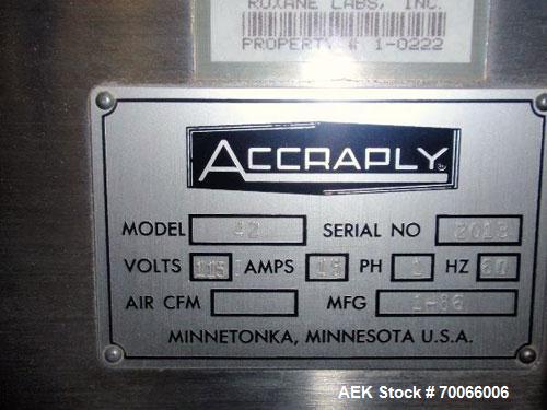 Used Accraply Accumulation Table, Model 42, Stainless Steel. 42’’ diameter table, 1/60/115 volt.
