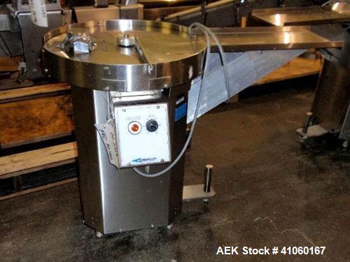 Used Cozzoli Machine Company Acummulating Table, Model AT24, Stainless Steel. 24" diameter table with drive. Serial #843.