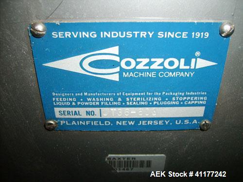 Used Cozzoli Unscrambler/Accumulating Table, Model UT36, Stainless Steel. 36’’ diameter table with rectangular dump section. Has variable speed controller.