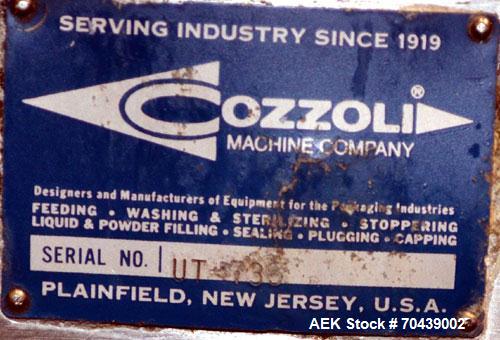 Used Cozzoli Unscrambler/Accumulating Table, Model UT30, Stainless Steel. 30’’ Diameter table with rectangular dump section. Driven by a 1/4 hp, 90 volt DC motor with a speed controller.