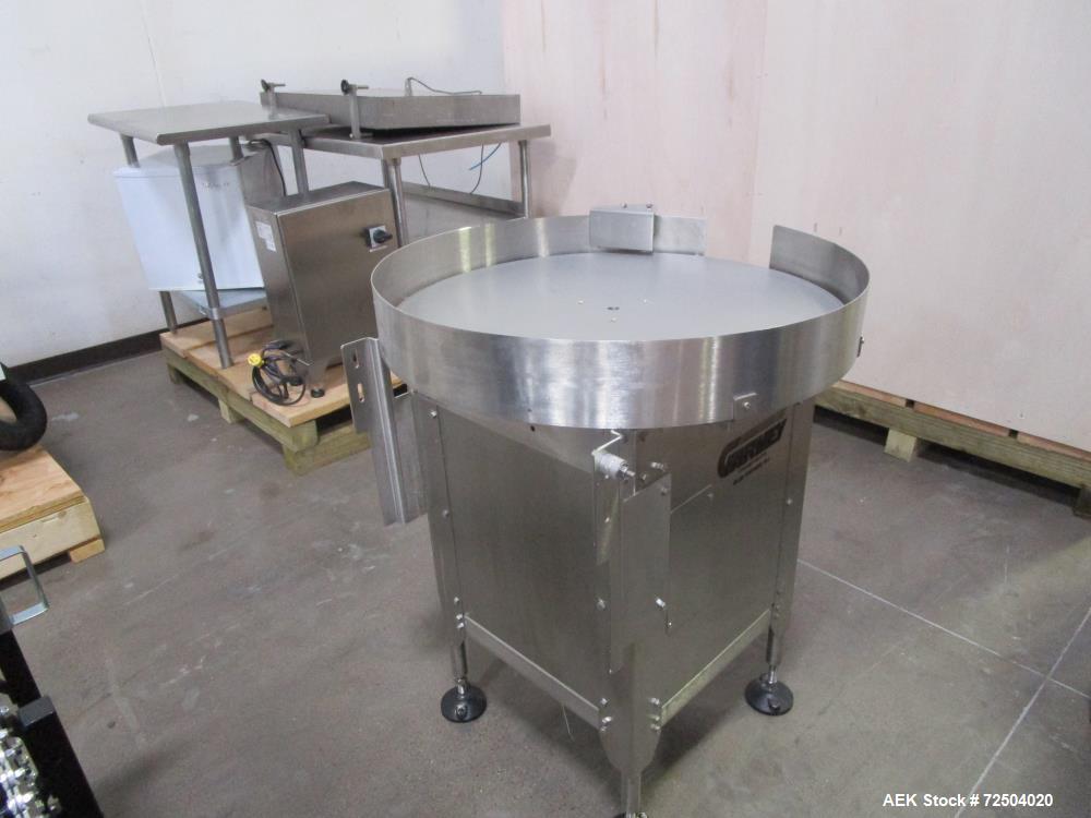 Used-Garvery 36" Diam stainless steel accumulation table.