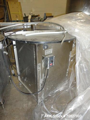 Used Inline Systems 30" Diameter Rotary Stainless Steel Accumulation Table. Machine has a plastic sorting disc, variable speed controller, and a stainless steel control cabinet. 1/60/115V.  Missing g...