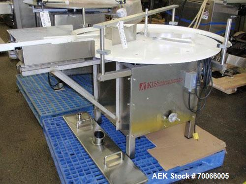 Used Kiss Packaging Machinery Accumulation Table, Stainless Steel. 42" diameter table, 1/60/115 volt.