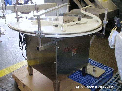 Used Kiss Packaging Machinery Accumulation Table, Stainless Steel. 42" diameter table, 1/60/115 volt.