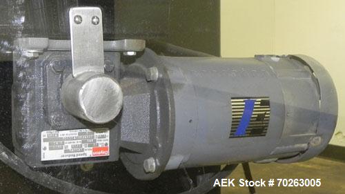 Used Production Equipment Rotary Accumulation Table, 30" Diameter, Stainless Steel. 2" Tall side rails. Driven by a 1/4 hp, 90 volt, 1750 rpm DC gear motor, ratio 40 to 1. Mounted on an carbon steel ...