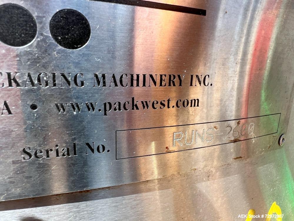 Used- PackWest 48" Diameter Stainless Steel Unscrambling Table, Model #48 UNSCRAMBLER. Includes guide rails that are secured...