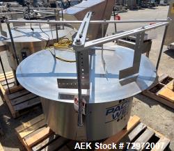 Used- PackWest 48" Diameter Stainless Steel Unscrambling Table, Model #48 UNSCRAMBLER. Includes guide rails that are secured...