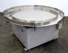 Used Accumulation Table, 55” Diameter, Stainless Steel.Driven by a 0.4 kw, 60/460 volt, 1710 rpm motor.Includes side rails. Mounted on casters.Machine footprint 60” long x 60” wide x 30” tall.