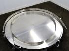 Used Accumulation Table, 55” Diameter, Stainless Steel.Driven by a 0.4 kw, 60/460 volt, 1710 rpm motor.Includes side rails. Mounted on casters.Machine footprint 60” long x 60” wide x 30” tall.