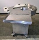 Used Cozzoli Unscrambler/Accumulating Table, Model UT36, Stainless Steel. 36’’ Diameter table with rectangular dump section. Driven by a 1/4hp, 90 volt DC motor with a speed controller. Mounted on ca...