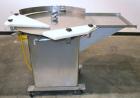 Used Cozzoli Unscrambler/Accumulating Table, Model UT36, Stainless Steel. 36’’ Diameter table with rectangular dump section. Driven by a 1/4hp, 90 volt DC motor with a speed controller. Mounted on ca...