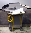 Used Cozzoli Unscrambler/Accumulating Table, Model UT36, Stainless Steel. 36’’ Diameter table with rectangular dump section. Driven by a 1/4hp, 90 volt DC motor with a speed controller. Mounted on ca...