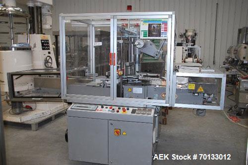Used-PRB Automatic Overwrapper, Model FAR 2001, capacity 80 packs/minute.  Equipped with 4' x 4" (1200 x 100 mm) dual side P...
