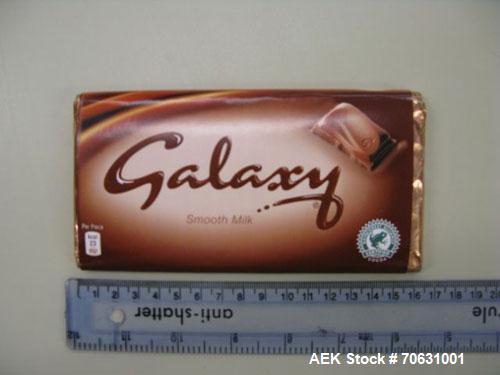 Used Sapal SC3-100 Foil and Bank Wrapper.  300 Wraps/min maximum depending on size and type of bar.  Current set up 125 grams chocolate bars.  6.4" x 3.3" x 0.4" (163 x 85 x 10 mm).  Including PEC an...