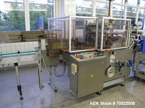 Used Sollas 17H125 Overwrapping Machine.  Used for all hot sealing oils, PP/PVC/PE/cellophane.  Formate area length 1.7" - 11.8" (45 - 300 mm), width 1.6" - 7.45" (40 - 190 mm), height 0.6 - 4.9" (16...