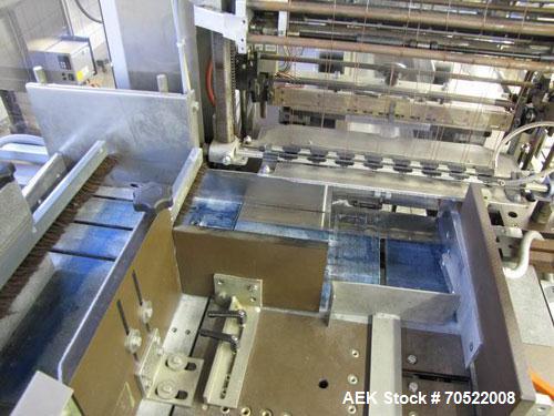 Used Sollas 17H125 Overwrapping Machine.  Used for all hot sealing oils, PP/PVC/PE/cellophane.  Formate area length 1.7" - 11.8" (45 - 300 mm), width 1.6" - 7.45" (40 - 190 mm), height 0.6 - 4.9" (16...