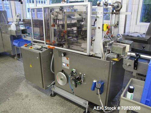 Used Sollas 17H125 Overwrapping Machine.  Used for all hot sealing oils, PP/PVC/PE/cellophane.  Formate area length 1.7" - 11.8" (45 - 300 mm), width 1.6" - 7.45" (40 - 190 mm), height 0.6 - 4.9" (16...