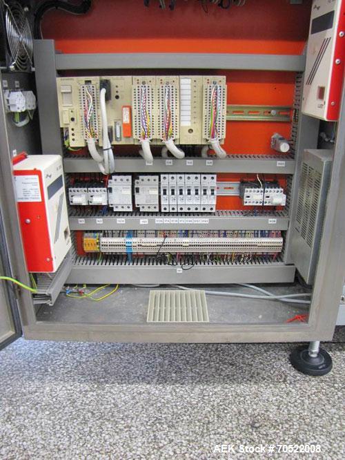 Used Sollas 17H125 Overwrapping Machine.  Used for all hot sealing oils, PP/PVC/PE/cellophane.  Formate area length 1.7" - 11.8" (45 - 300 mm), width 1.6" - 7.45" (40 - 190 mm), height 0.6 - 4.9" (16...