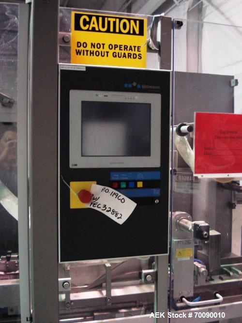 Used Uhlmann Model E3060 overwrap bundler. Capable of speeds up to 60 bundles per minute or 500 cartons per minute.Maximum carton size: 130mm x 150mm x 250mm. Has carton upstacker for collation. Max ...
