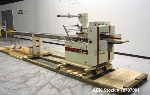 Used Ameripak Model 140S Horizontal Wrapper capable of speeds up to 100 feet per minute. Printed Film Registered Wrapper is convertible with modular fin seal assemblies for either shrink or supported...