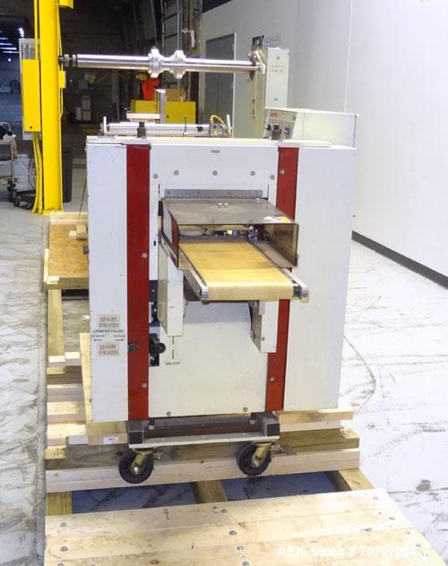 Used Ameripak Model 140S Horizontal Wrapper capable of speeds up to 100 feet per minute. Printed Film Registered Wrapper is convertible with modular fin seal assemblies for either shrink or supported...