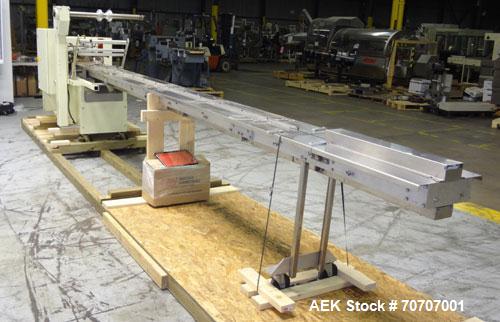 Used Ameripak Model 140S Horizontal Wrapper capable of speeds up to 100 feet per minute. Printed Film Registered Wrapper is convertible with modular fin seal assemblies for either shrink or supported...