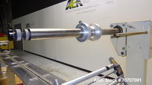 Used Ameripak Model 140S Horizontal Wrapper capable of speeds up to 100 feet per minute. Printed Film Registered Wrapper is convertible with modular fin seal assemblies for either shrink or supported...
