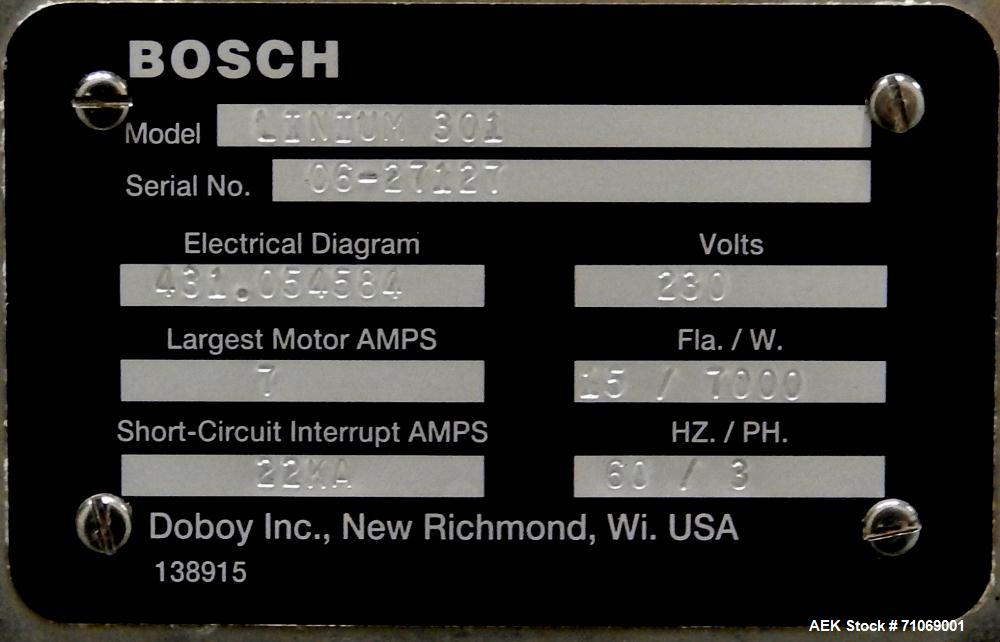 Used Bosch Doboy Model Linium 301 Horizontal Flow Wrapper.