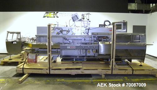 Used Bosch Sigpack HBL Horizontal Flow Wrapper. Capable of speeds up to 200 packages per minute. Machine has a package size range of: length 50 to 300mm, width up to 120mm, height up to 60mm. Has a m...