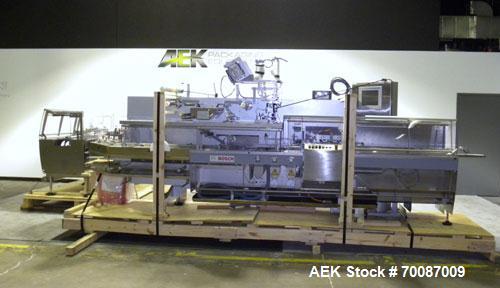 Used Bosch Sigpack HBL Horizontal Flow Wrapper. Capable of speeds up to 200 packages per minute. Machine has a package size range of: length 50 to 300mm, width up to 120mm, height up to 60mm. Has a m...
