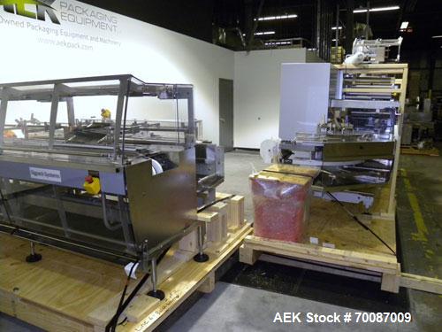 Used Bosch Sigpack HBL Horizontal Flow Wrapper. Capable of speeds up to 200 packages per minute. Machine has a package size range of: length 50 to 300mm, width up to 120mm, height up to 60mm. Has a m...