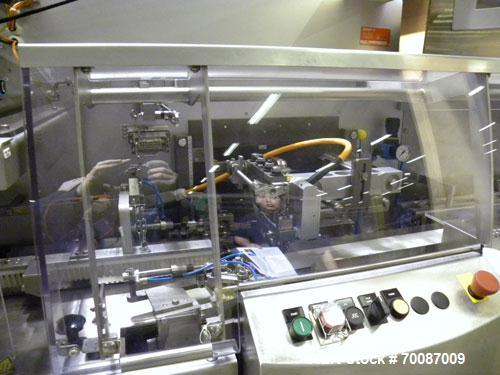 Used Bosch Sigpack HBL Horizontal Flow Wrapper. Capable of speeds up to 200 packages per minute. Machine has a package size range of: length 50 to 300mm, width up to 120mm, height up to 60mm. Has a m...