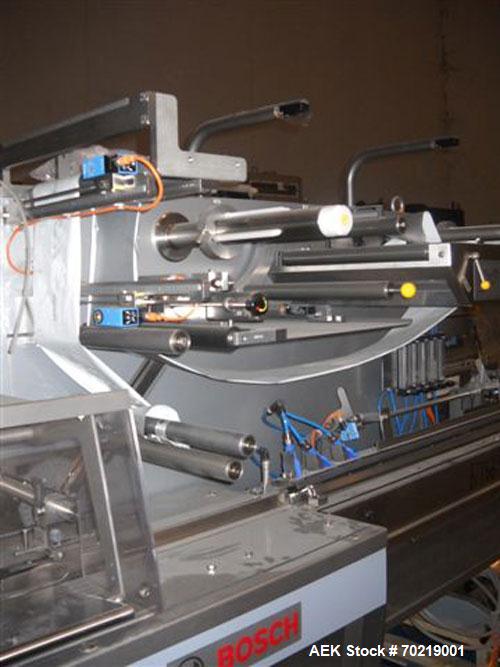 Used Bosch Sigpack HSL Hermetical Seal, Long Dwell horizontal wrapper capable of speeds up to 350 packages per minute. Package size range: (Length) 50mm to 300mm (Width) up to 120mm (Height) up to 60...