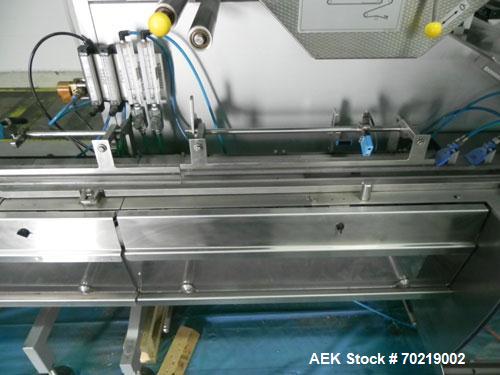 Used Bosch Sigpack HSL Hermetical Seal, Long Dwell horizontal wrapper, Capable of speeds up to 350 packages per minute. Package size range: (Length) 50mm to 300mm (Width) up to 120mm (Height) up to 6...
