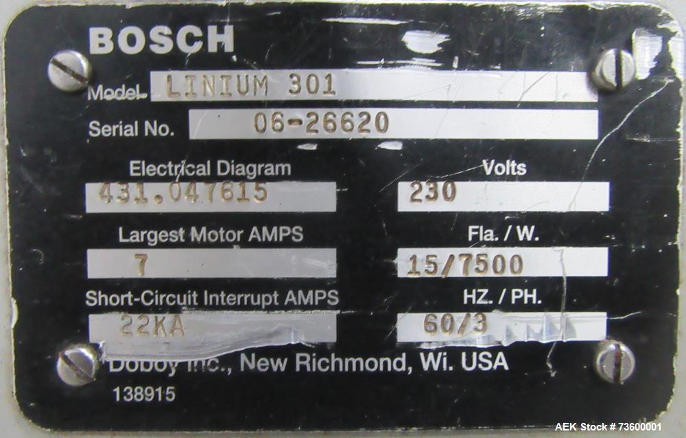 Used Bosch (Doboy) Linium 301 Horizontal Flow Wrapper | High-Speed Stainless Steel Packaging System