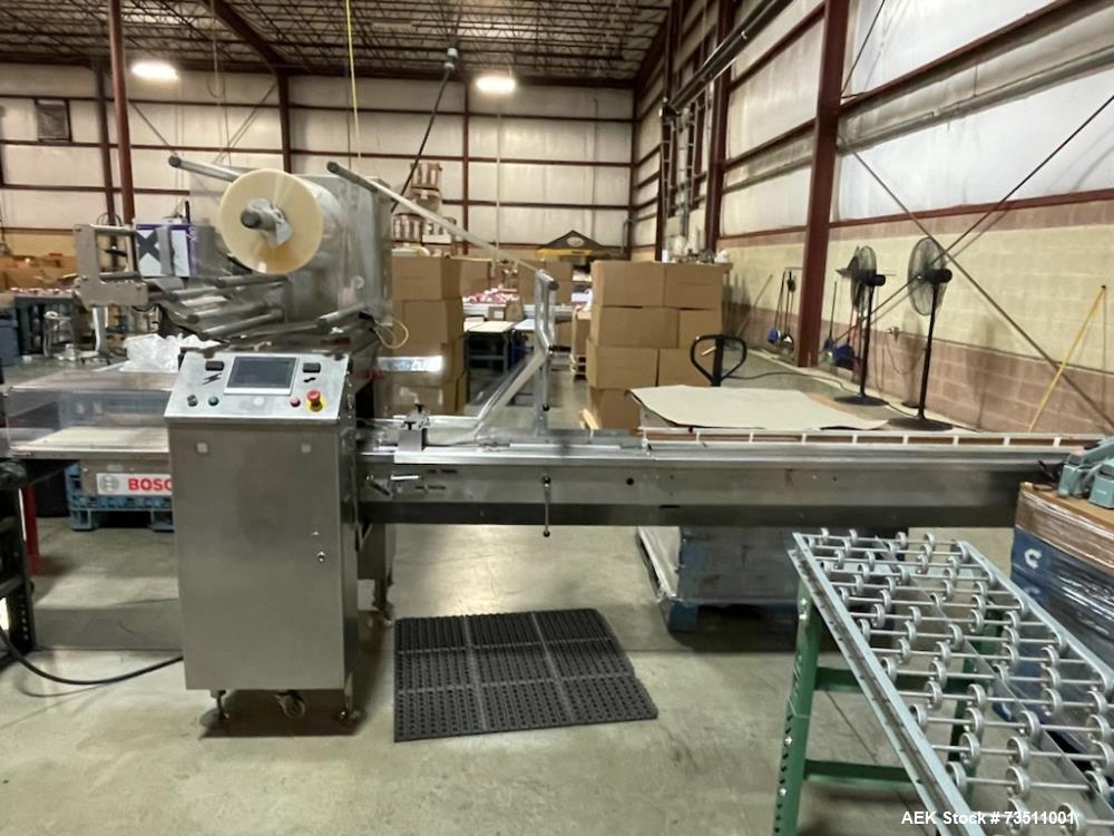 Used Bosch Pack 102 Horizontal Flow Wrapper | 8” Jaws | Markem X40 Coder | Extra Parts