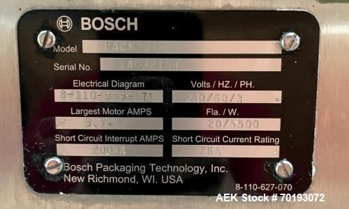 Used Right-to-Left Packaging System, Bosch Pack 201 Horizontal Flow Wrapper | 150 PPM
