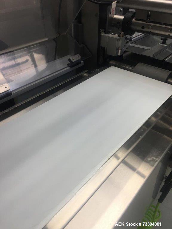 Used Bosch Horizontal Flow Wrapper, Model Pack 201. Machine is rated for speeds up to 450 packages per minute (depending on package size and changeparts). Has a size range of: 40 mm (1.5") to 565 mm ...
