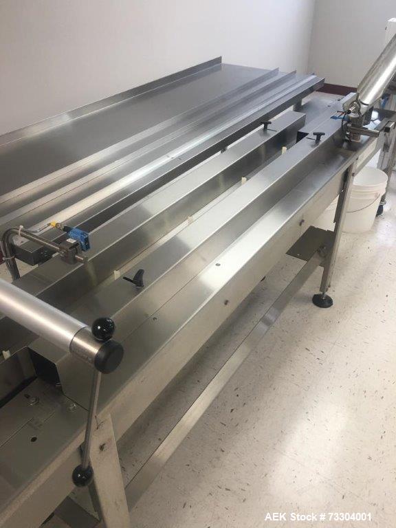 Used Bosch Horizontal Flow Wrapper, Model Pack 201. Machine is rated for speeds up to 450 packages per minute (depending on package size and changeparts). Has a size range of: 40 mm (1.5") to 565 mm ...