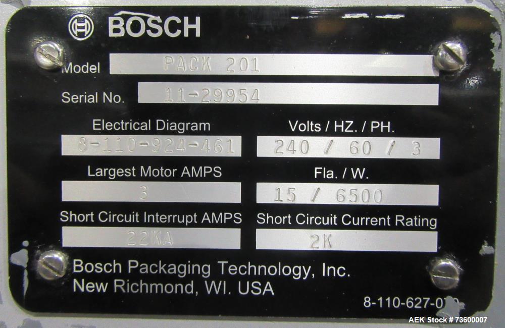 Bosch (Syntegon) Model Pack 201 Horizontal Wrapper with 2 Up Seal Jaws. 250 PPM