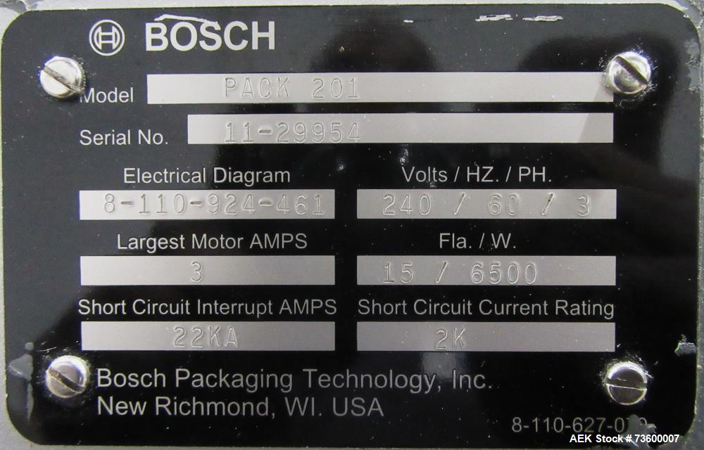 Bosch (Syntegon) Model Pack 201 Horizontal Wrapper with 2 Up Seal Jaws. 250 PPM